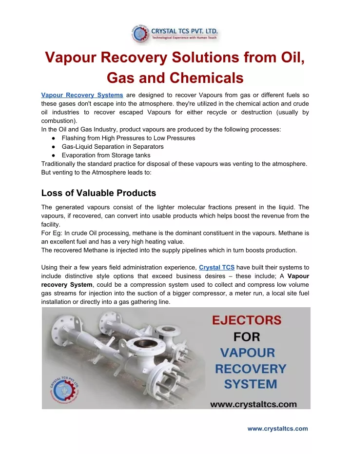 vapour recovery solutions from