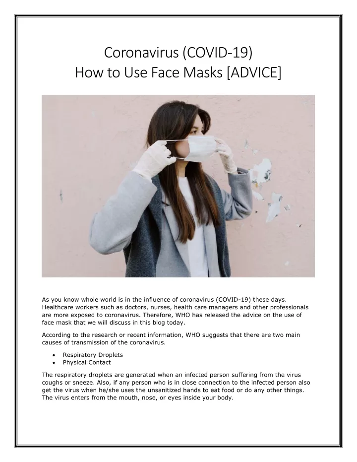 coronavirus covid 19 how to use face masks advice