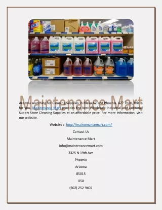 Cleaning Supplies Phoenix AZ | (Maintenance Mart)