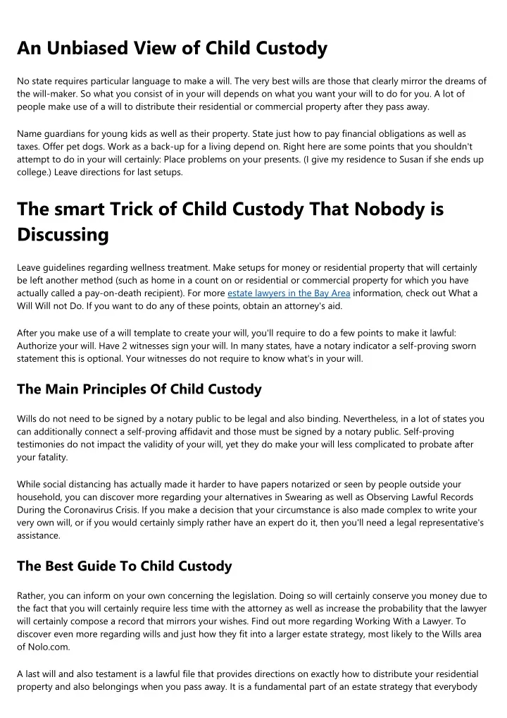 an unbiased view of child custody