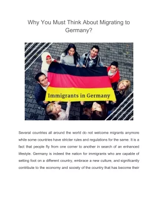 why you must think about migrating to germany