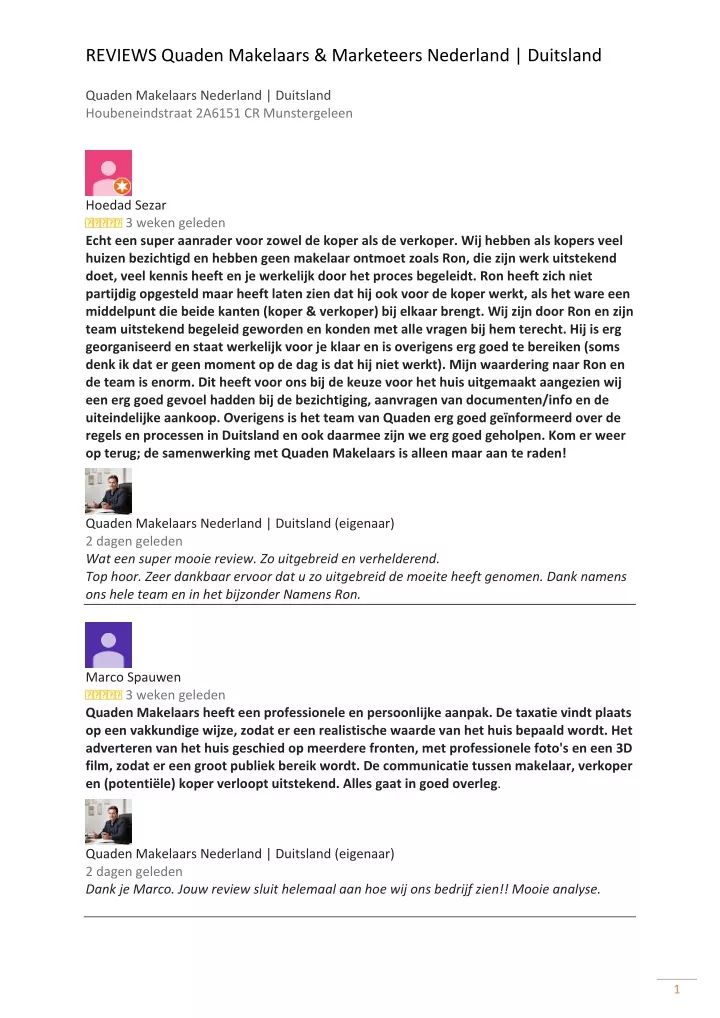 reviews quaden makelaars marketeers nederland