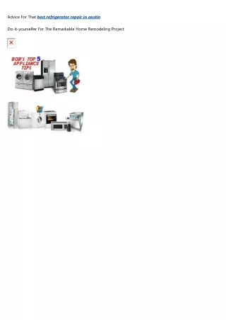 advice for that best refrigerator repair in austin
