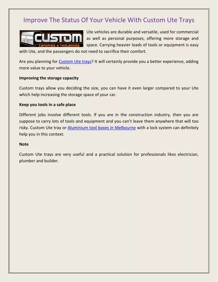 improve the status of your vehicle with custom