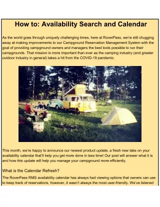 how to availability search and calendar