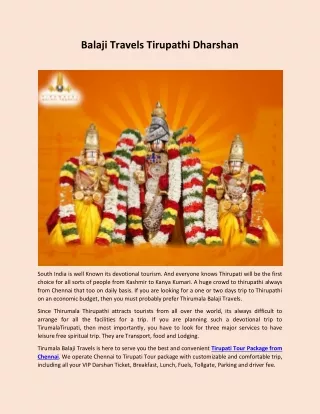 Balaji Travels Tirupathi Dharshan