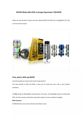 dovpo blotto mini rta vs exvape expromizer