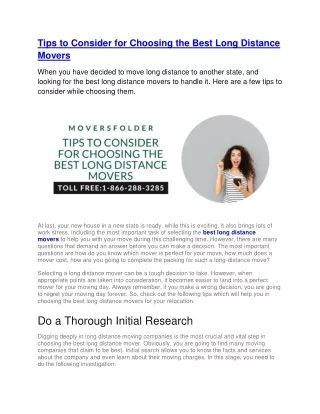 tips to consider for choosing the best long
