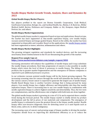 needle biopsy market growth trends analysis share