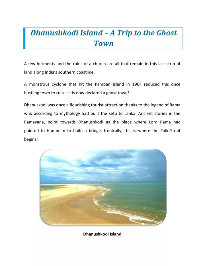 dhanushkodi island a trip to the ghost town