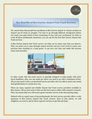 Key Benefits of Ben Gurion Airport Fast Track Services