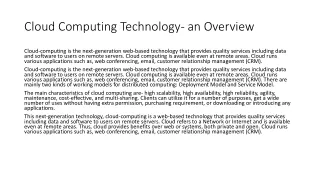 cloud computing technology an overview