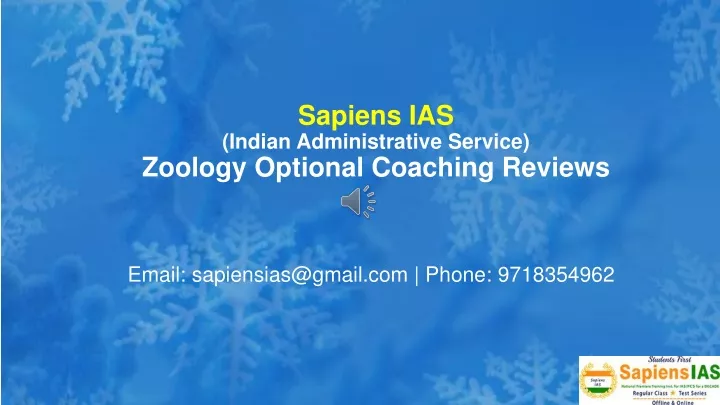 sapiens ias indian administrative service zoology optional coaching reviews