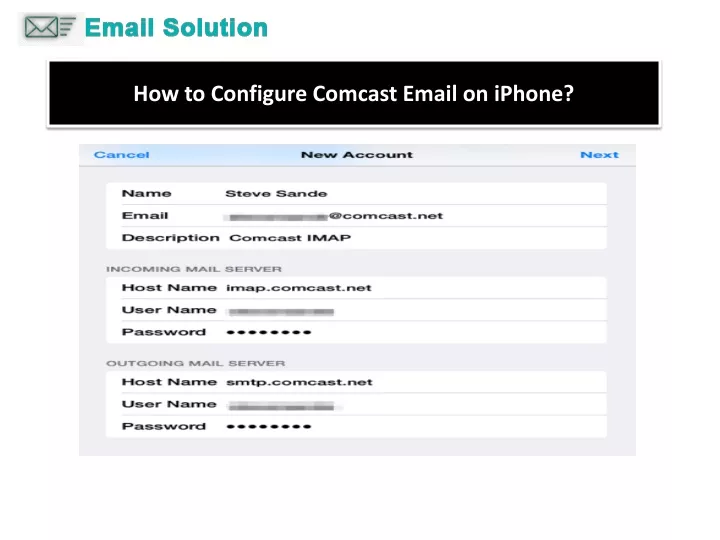 how to configure comcast email on iphone