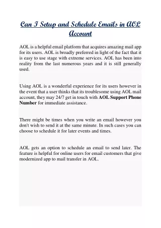 can i setup and schedule emails in aol account