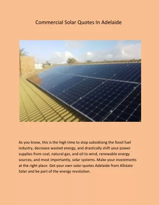Commercial Solar Quotes In Adelaide