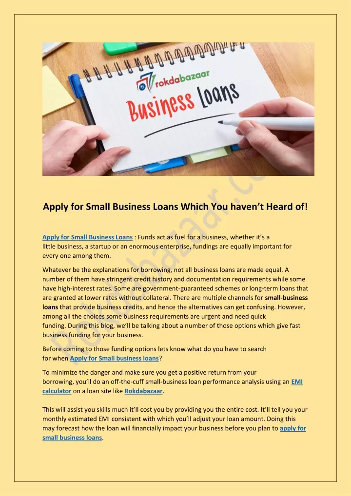 apply for small business loans which you haven