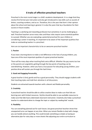 6 traits of effective preschool teachers