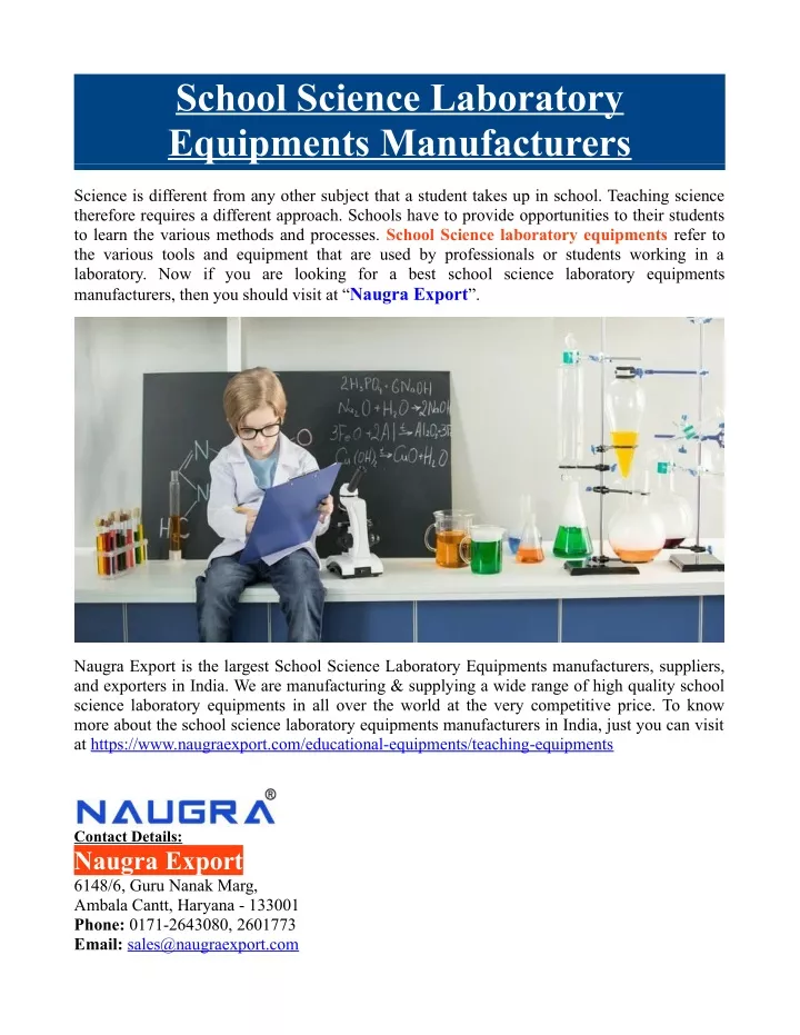 school science laboratory equipments manufacturers