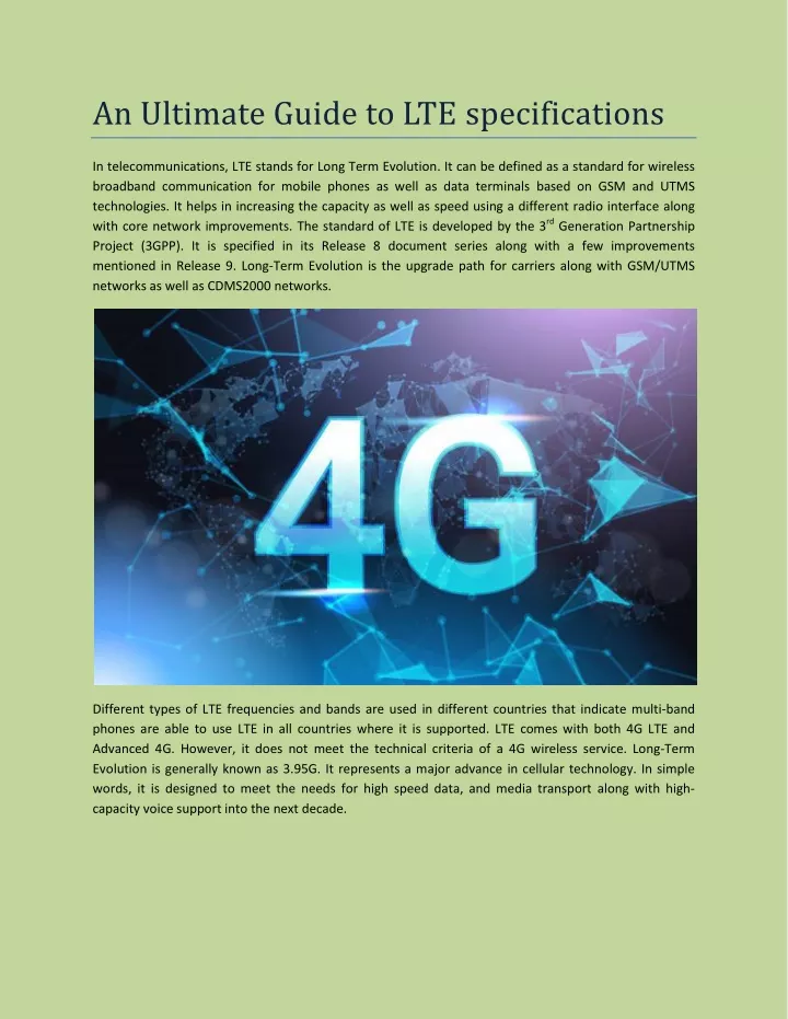 an ultimate guide to lte specifications