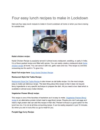 four easy lunch recipes to make in lockdown