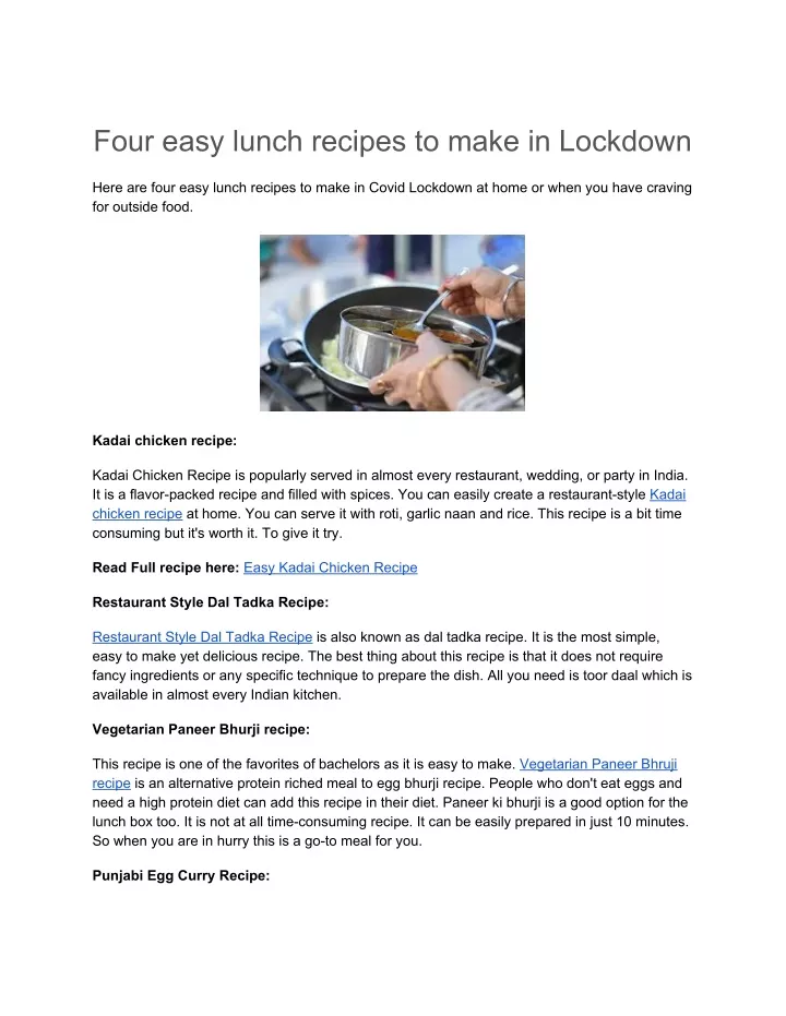 four easy lunch recipes to make in lockdown