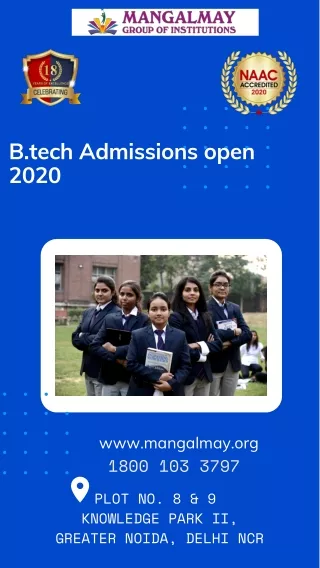 B.tech Admissions Open 2020
