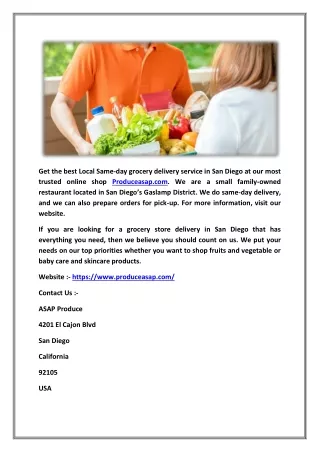 Online Same Day Grocery Delivery In San Diego - ASAP Produce