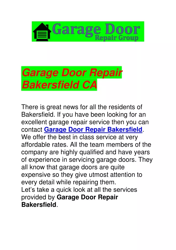 garage door repair bakersfield ca there is great