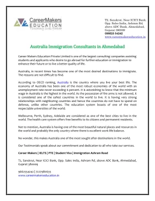 Australia Immigration Consultants in Ahmedabad