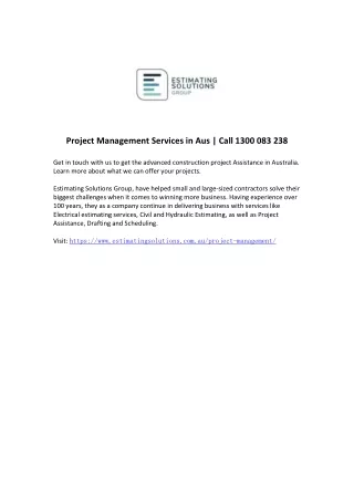 Project Management Services in Aus  Call 1300 083 238