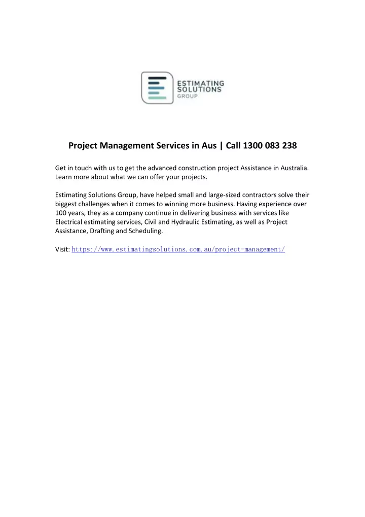 project management services in aus call 1300
