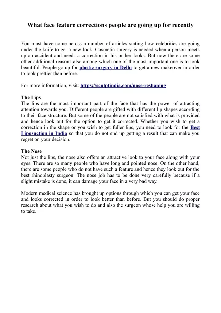 what face feature corrections people are going