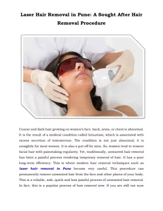 Laser Hair Removal in Pune: A Sought After Hair Removal Procedure