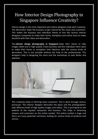 Creativity helping in interior design photography in Singapore
