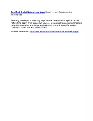 top ipad social networking apps development