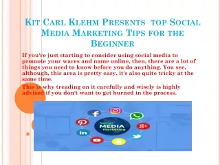 Social Media Marketing Tips By Kit Carl Klehm