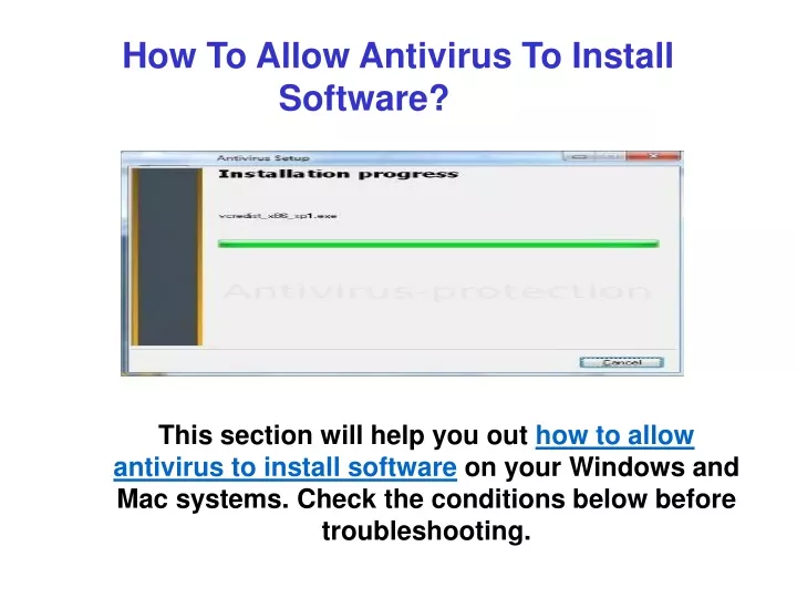 how to allow antivirus to install software
