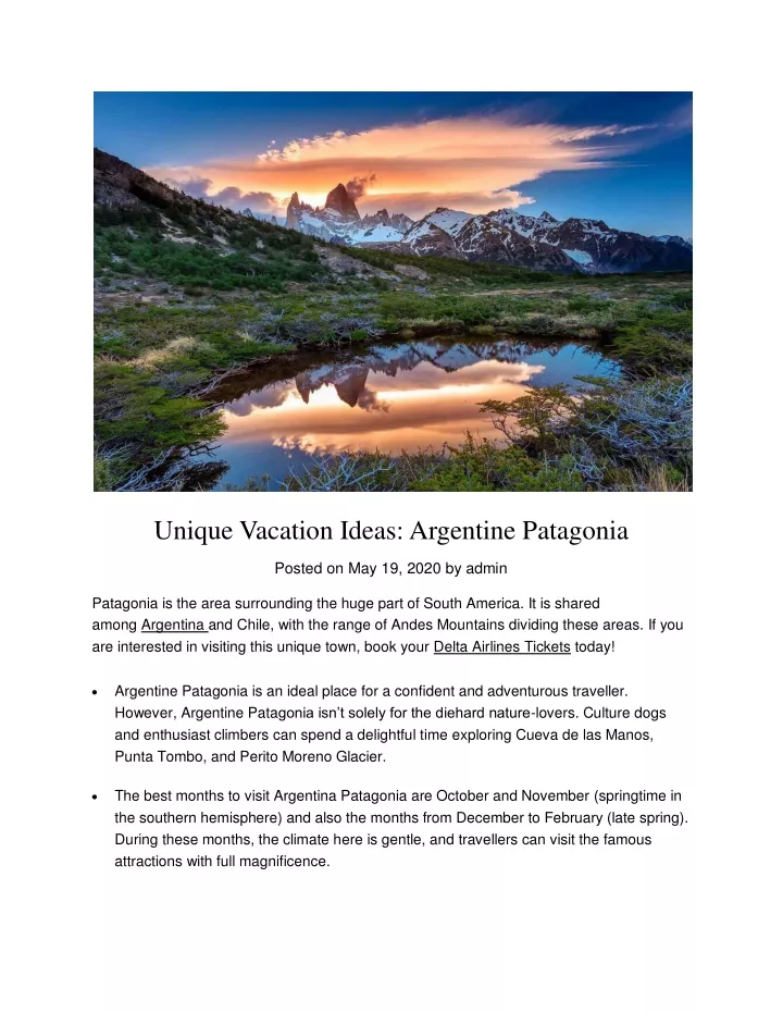 unique vacation ideas argentine patagonia
