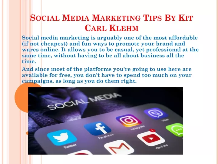 social media marketing tips by kit carl klehm