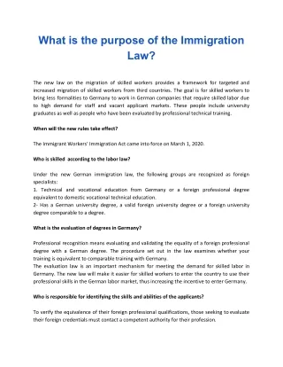 What is the purpose of the Immigration Law?