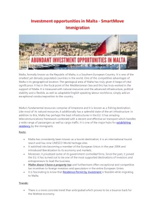 investment opportunities in malta smartmove