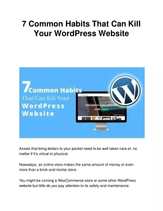 7 common habits that can kill your wordpress website