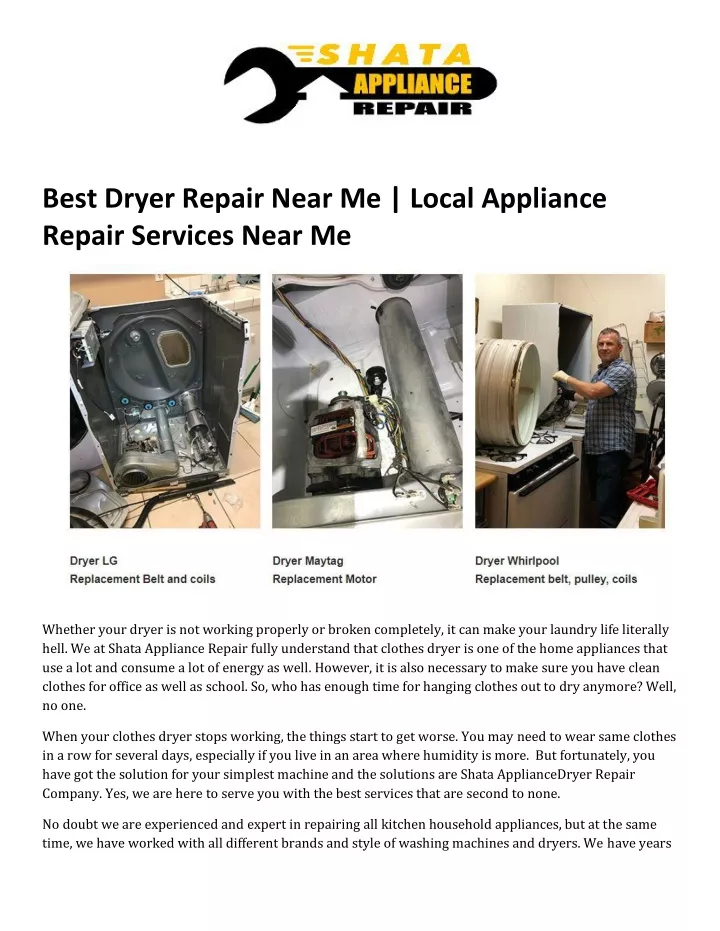 best dryer repair near me local appliance repair