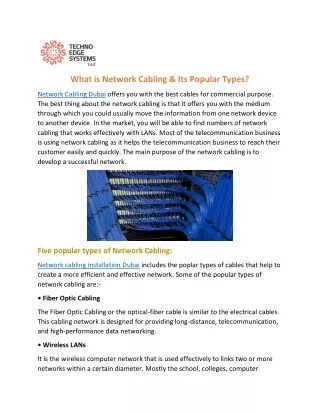 what is network cabling its popular types