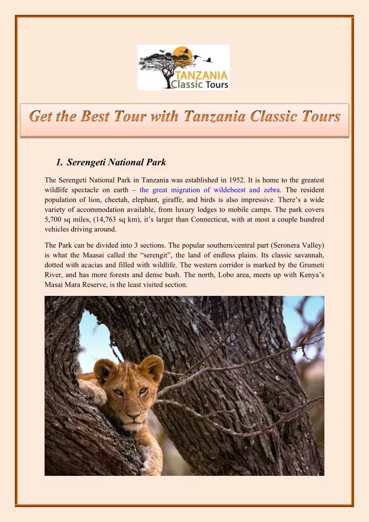 get the best tour with tanzania classic tours