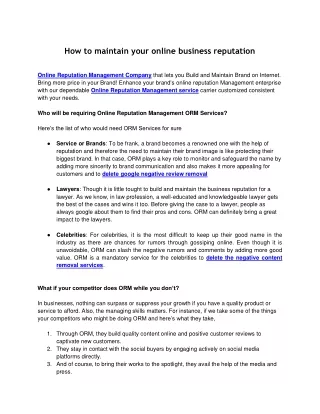 How to maintain your online business reputation
