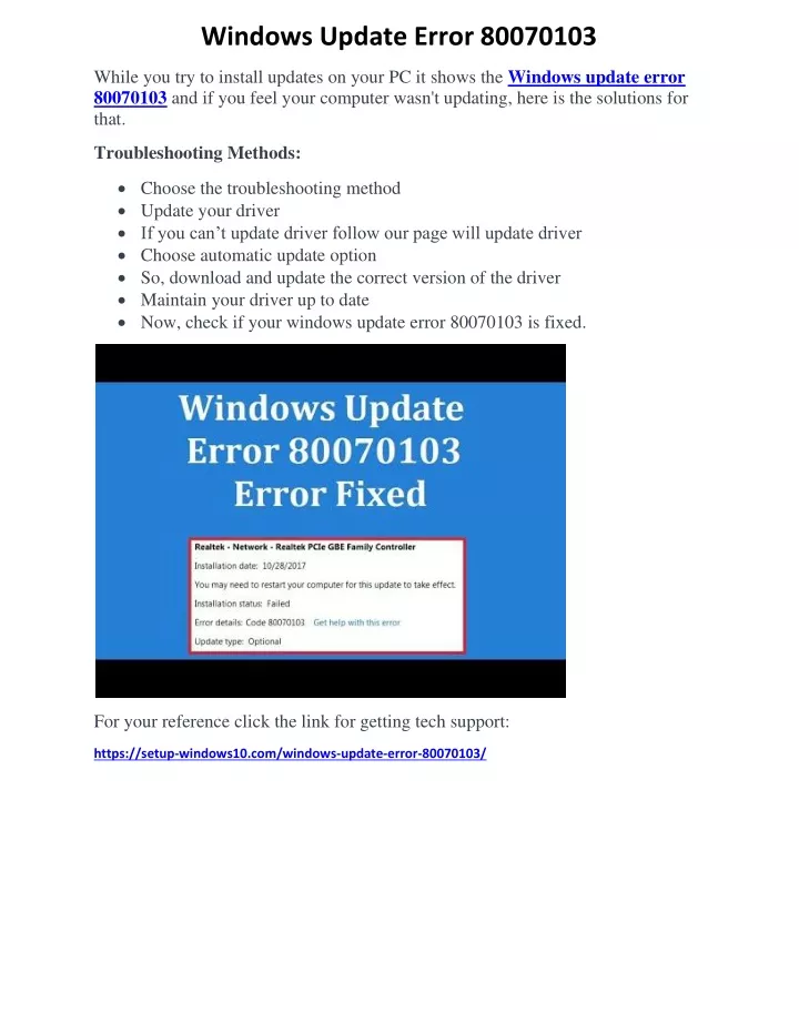 windows update error 80070103