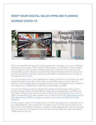 KEEP YOUR DIGITAL SALES PIPELINE FLOWING DURING COVID-19
