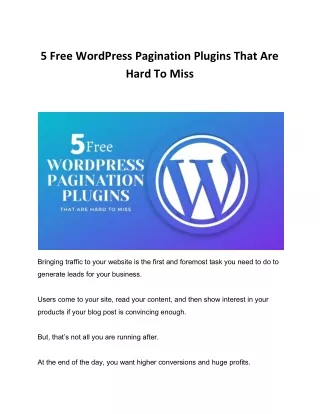 5 Free WordPress Pagination Plugins That Are Hard To Miss